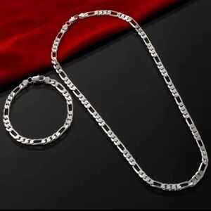 Sterling Silver Chain Necklace and Bracelet Set